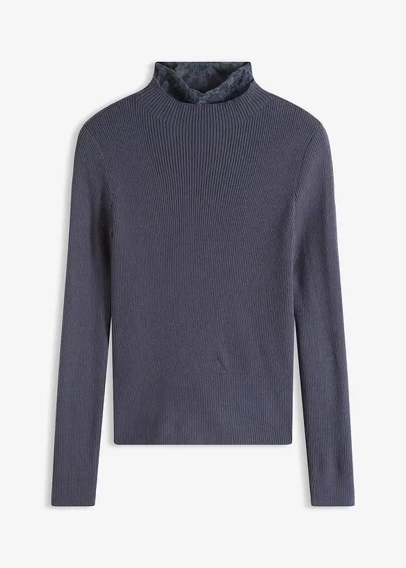 Maglione a coste in misto viscosa fluente, bonprix