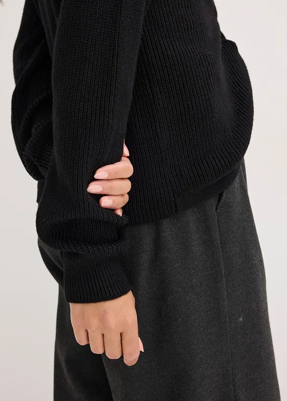 Maglione a coste in misto viscosa fluente, bonprix