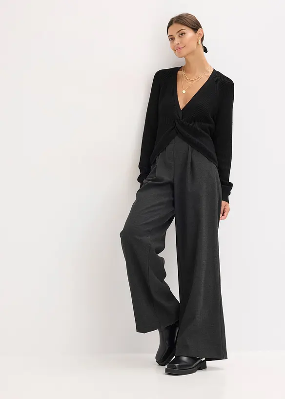 Maglione a coste in misto viscosa fluente, bonprix