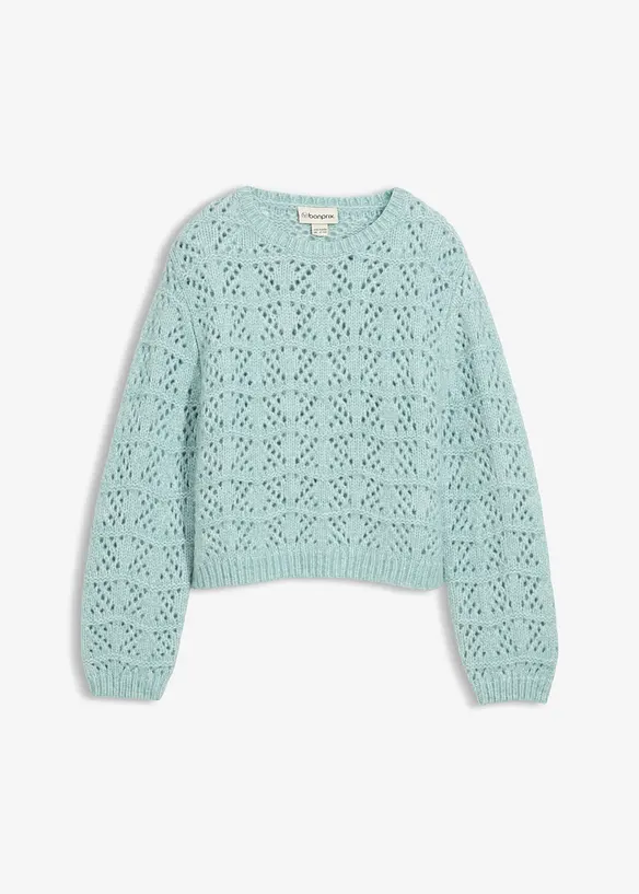 Maglione in  filato grosso con ricami traforati, bonprix