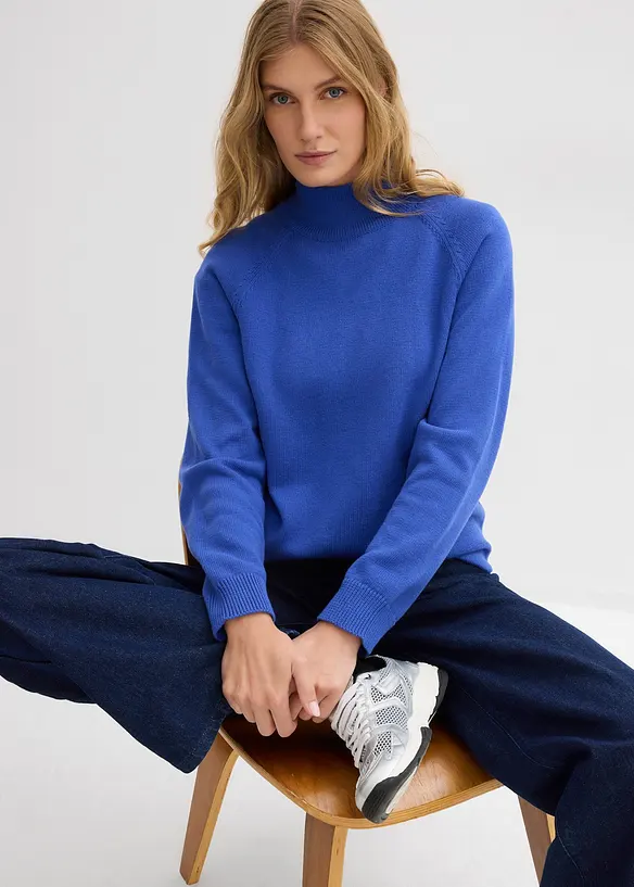 Maglione a collo alto in puro cotone, bonprix