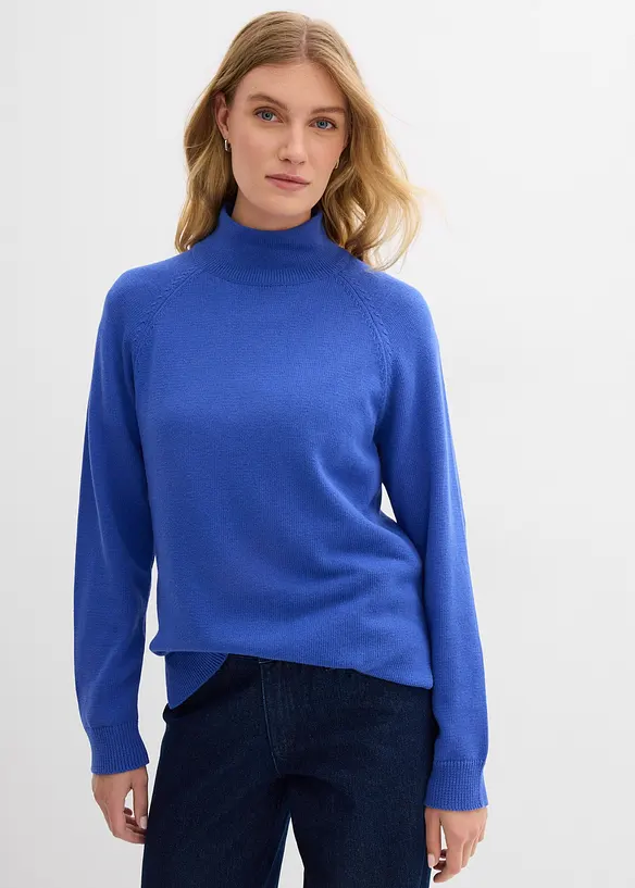 Maglione a collo alto in puro cotone, bonprix