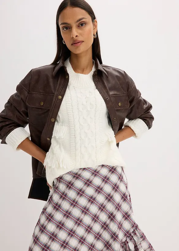 Maglione oversize con frange, bonprix
