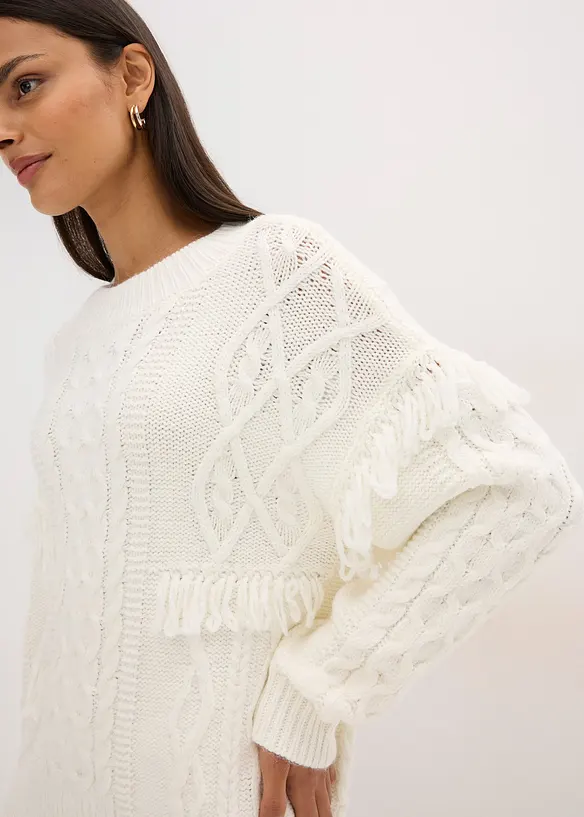 Maglione oversize con frange, bonprix