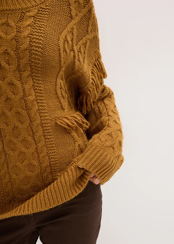Maglione oversize con frange, bonprix
