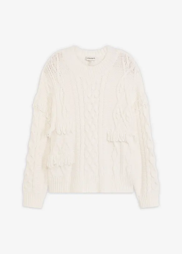 Maglione oversize con frange, bonprix
