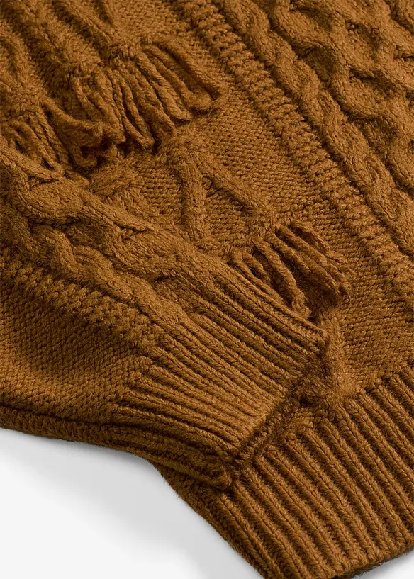 Maglione oversize con frange, bonprix
