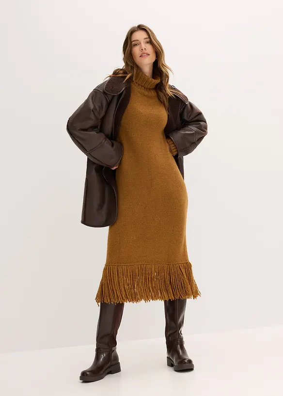 Abito in maglia con frange al fondo, bonprix