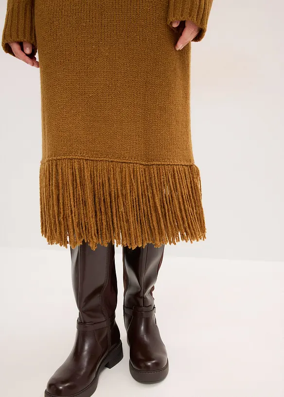 Abito in maglia con frange al fondo, bonprix