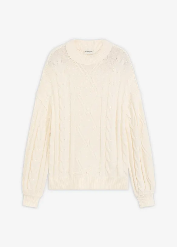 Maglione oversize con lavorazione a trecce, bonprix