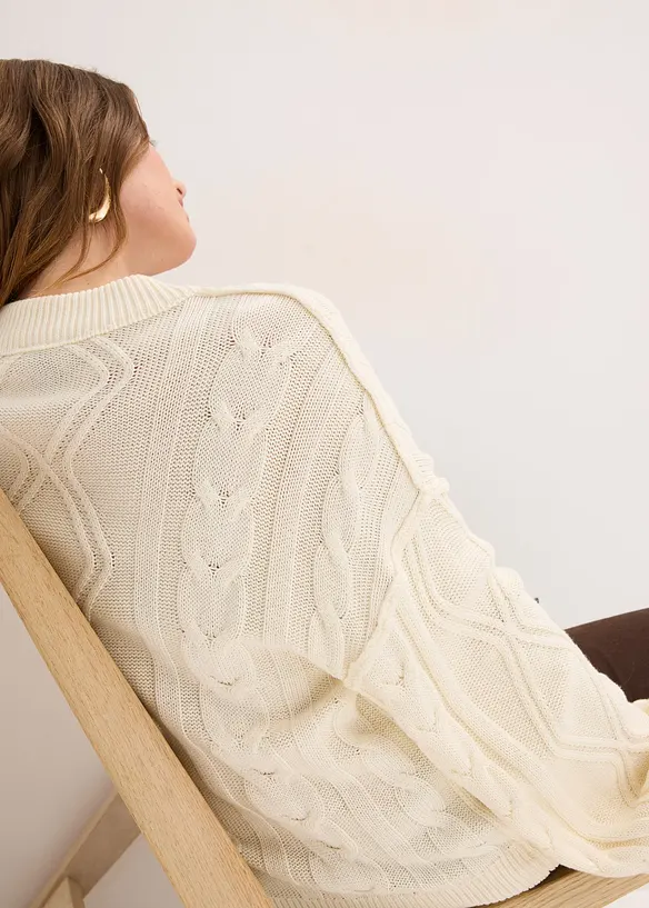 Maglione oversize con lavorazione a trecce, bonprix