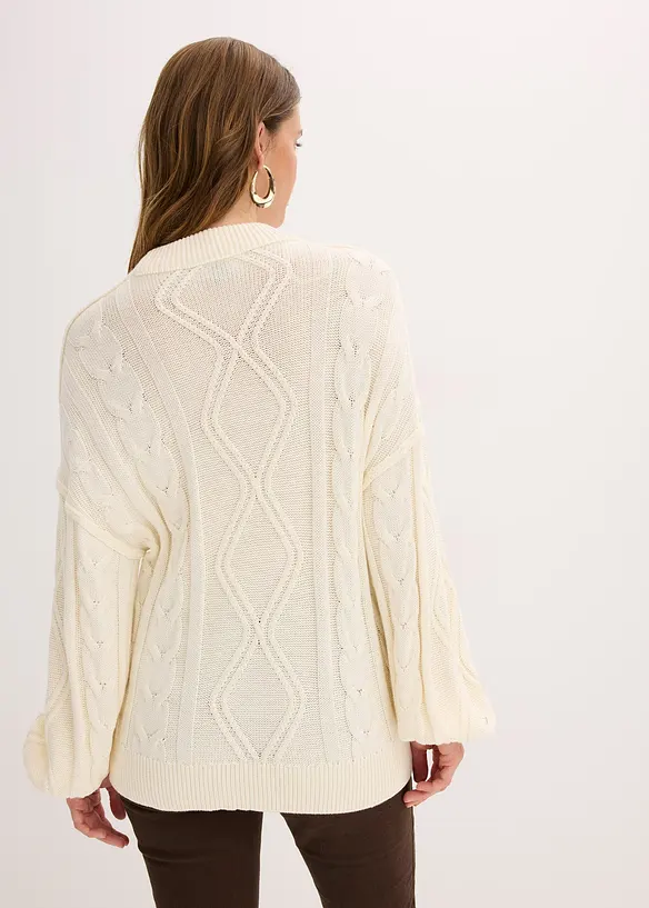 Maglione oversize con lavorazione a trecce, bonprix