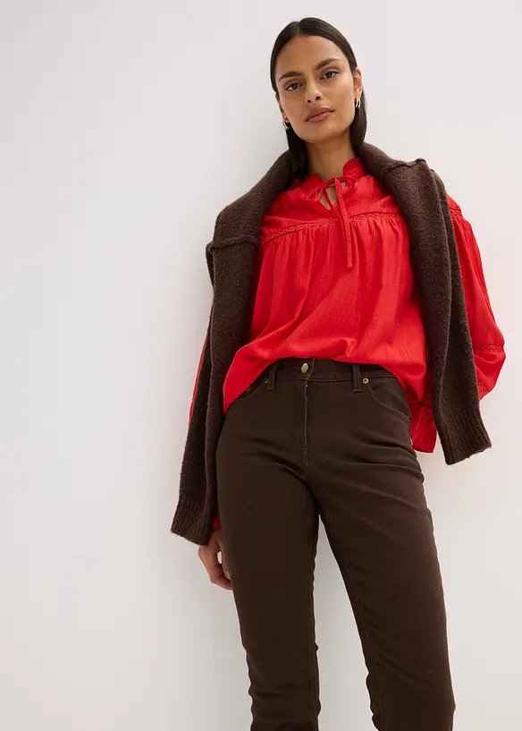 Pantaloni in twill di misto cotone elasticizzato, bonprix