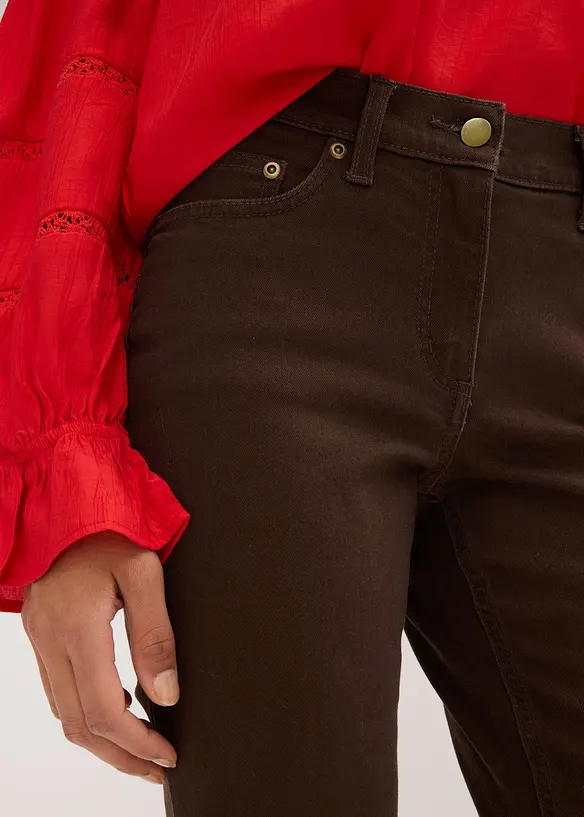 Pantaloni in twill di misto cotone elasticizzato, bonprix