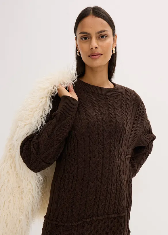 Abito in maglia a trecce, bonprix