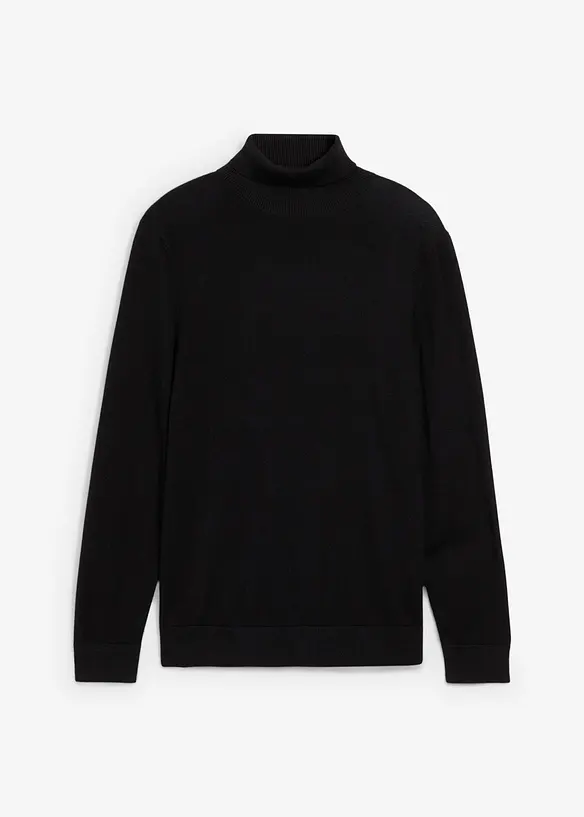 Maglione a collo alto in filato fine con lana merino, slim fit, bonprix