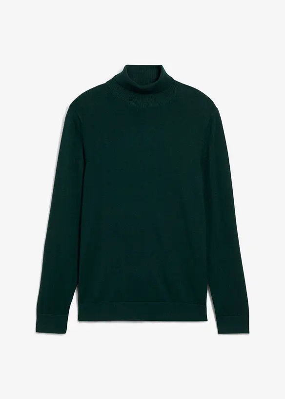 Maglione a collo alto in filato fine con lana merino, slim fit, bonprix