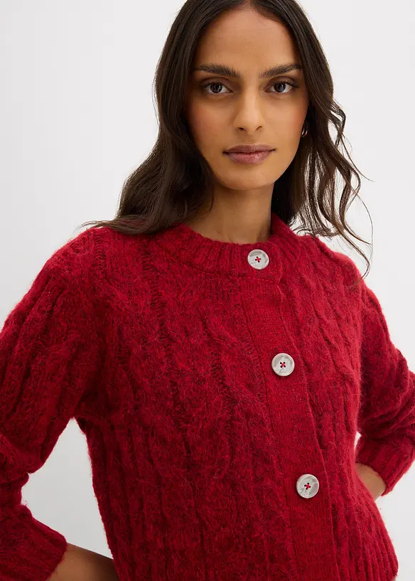 Cardigan in filato grosso di misto lana morbido, bonprix