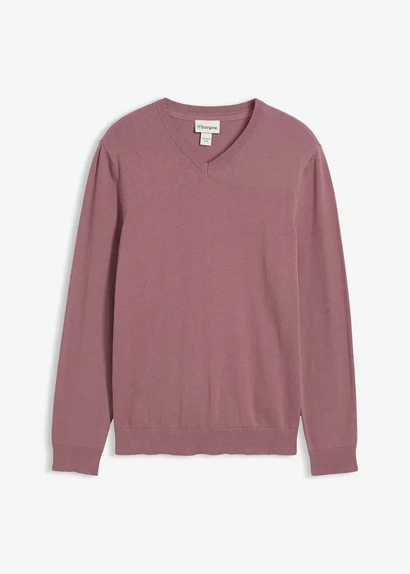 Maglione in filato fine con scollo a V, bonprix