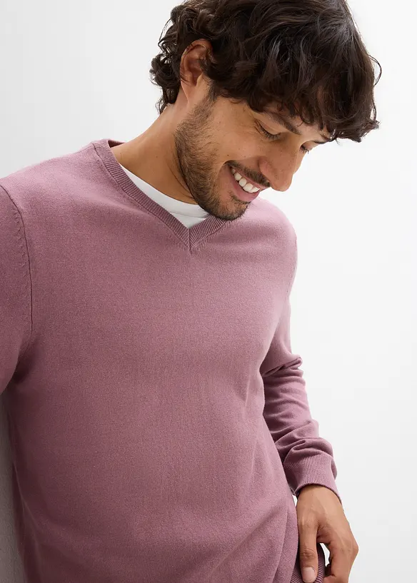Maglione in filato fine con scollo a V, bonprix