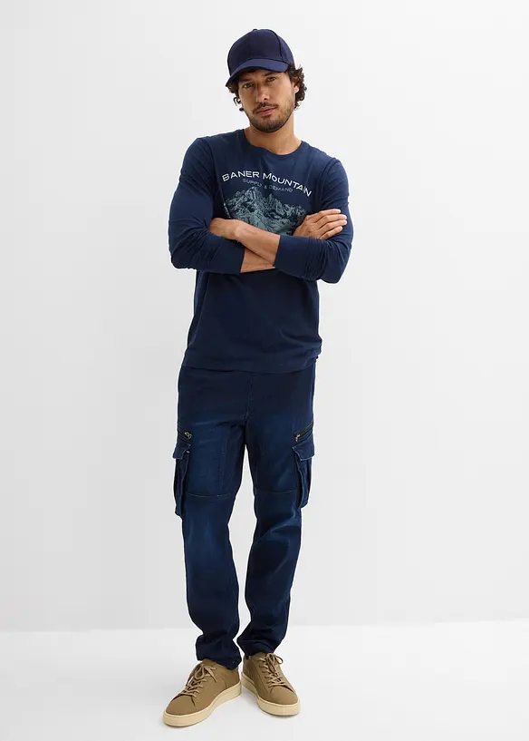 Jeans in tessuto felpato con tasche cargo regular fit, straight, bonprix