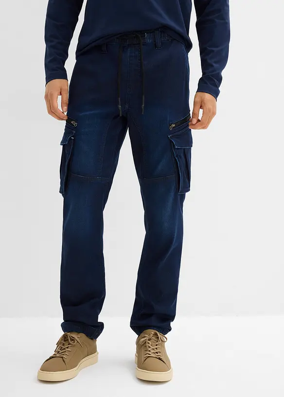 Jeans in tessuto felpato con tasche cargo regular fit, straight, bonprix