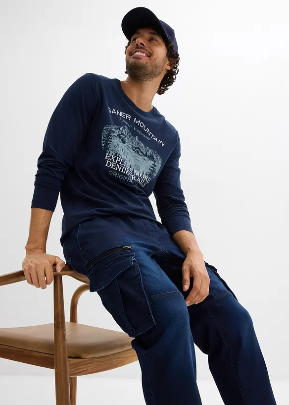 Jeans in tessuto felpato con tasche cargo regular fit, straight, bonprix