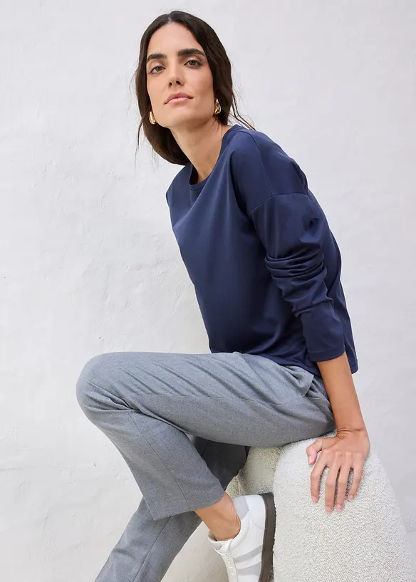 Maglia a maniche lunghe in misto seta, bonprix