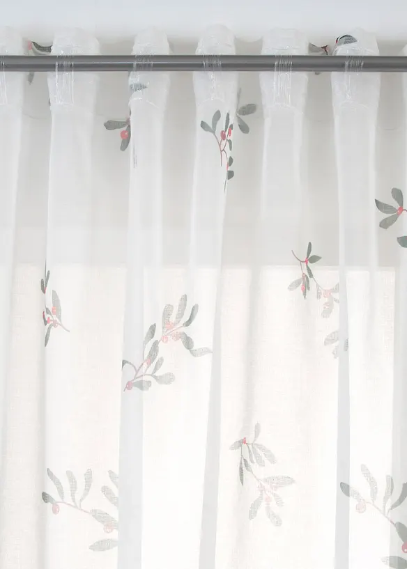 Tenda trasparente con rami di vischio stampati (pacco da 1), bonprix