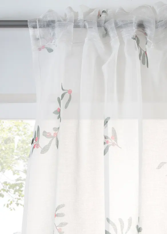 Tenda trasparente con rami di vischio stampati (pacco da 1), bonprix