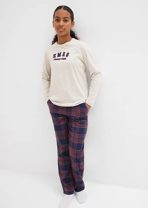 Pigiama con pantaloni in flanella di cotone morbido, bonprix
