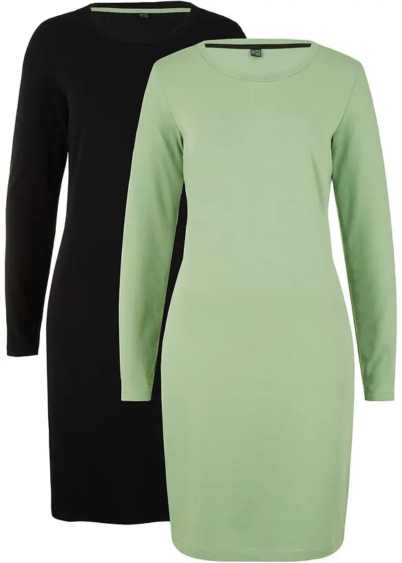 Abito in jersey aderente (pacco da 2), bonprix