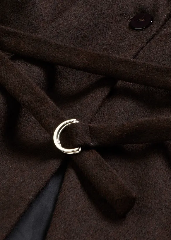 Cappotto con cintura e motivo a spina di pesce, bonprix