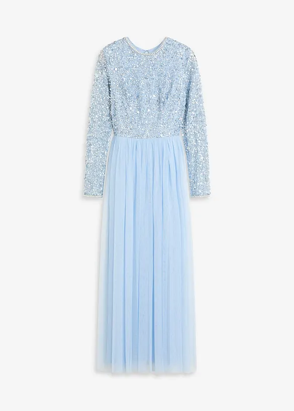 Abito lungo con ricamo e paillettes, bonprix