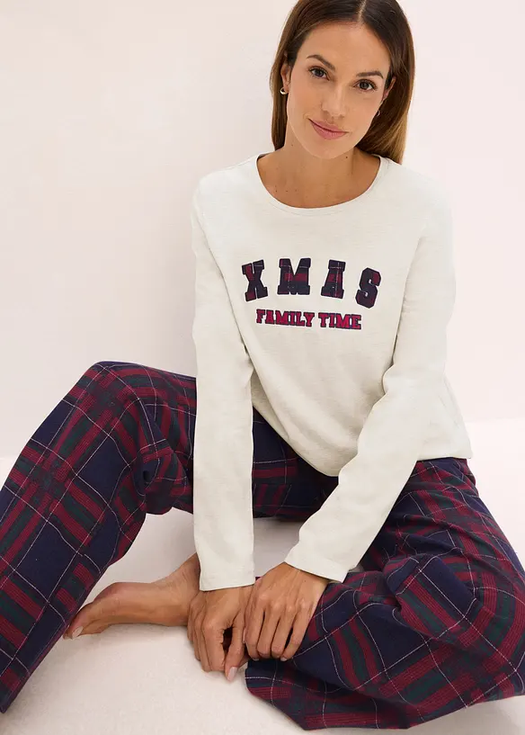 Pigiama con pantaloni in flanella e confezione regalo, bonprix