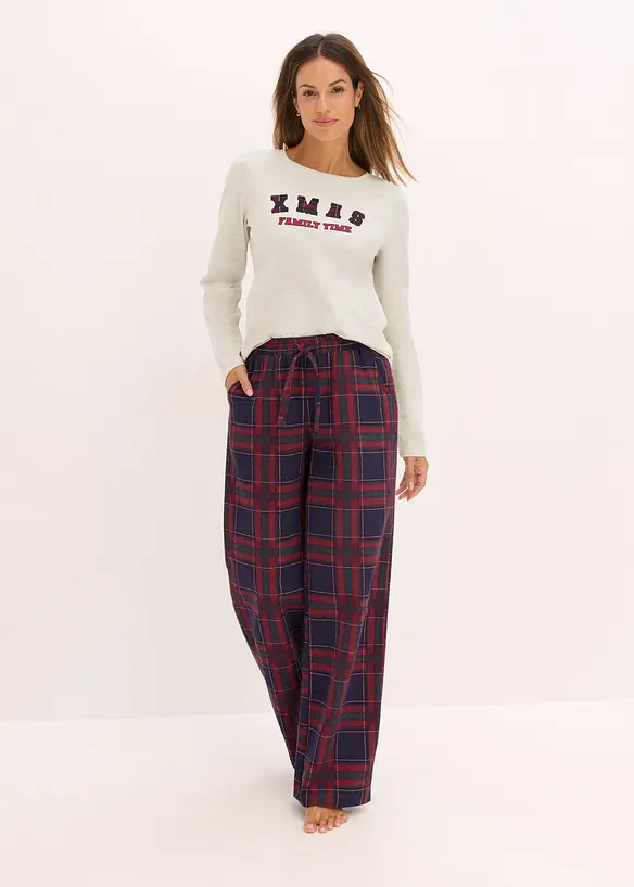 Pigiama con pantaloni in flanella e confezione regalo, bonprix