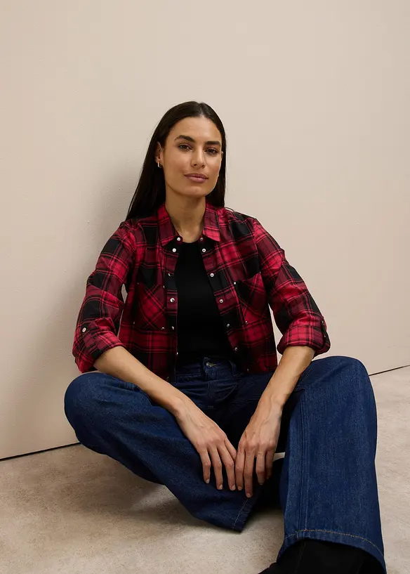 Camicia a quadri in puro cotone, bonprix