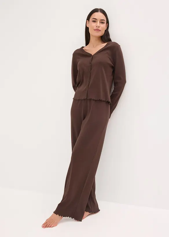 Pigiama a coste con bottoni, bonprix