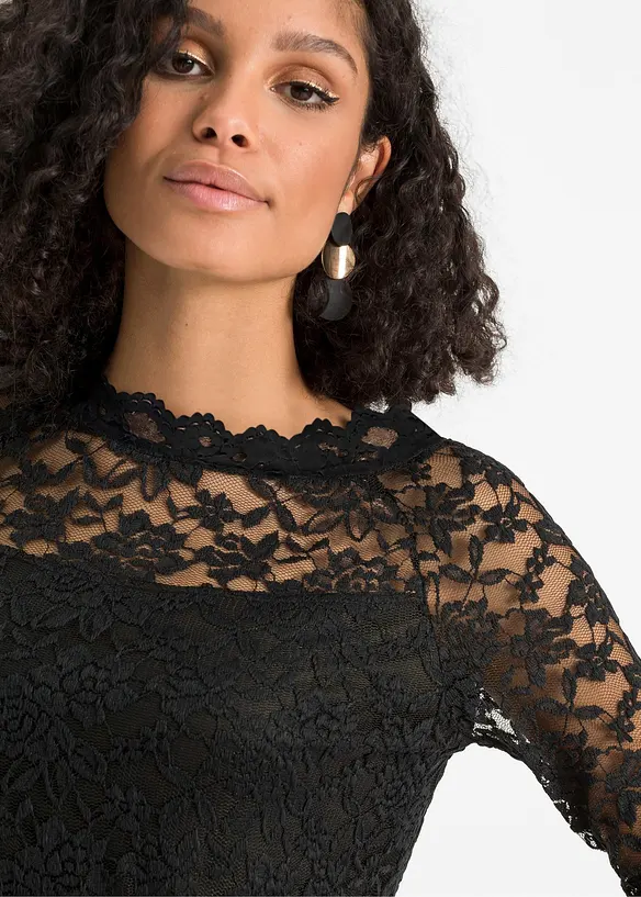 Maglia in pizzo a maniche lunghe, bonprix