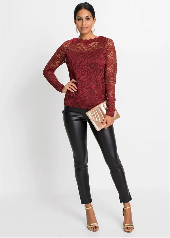 Maglia in pizzo a maniche lunghe, bonprix