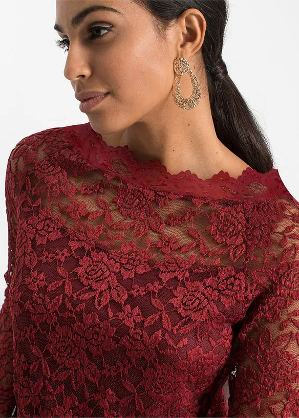 Maglia in pizzo a maniche lunghe, bonprix