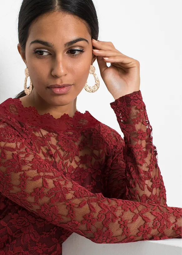 Maglia in pizzo a maniche lunghe, bonprix