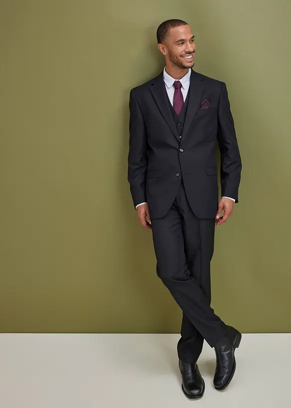 Completo (4 pezzi) giacca, pantaloni, gilet, cravatta, regular fit, bonprix