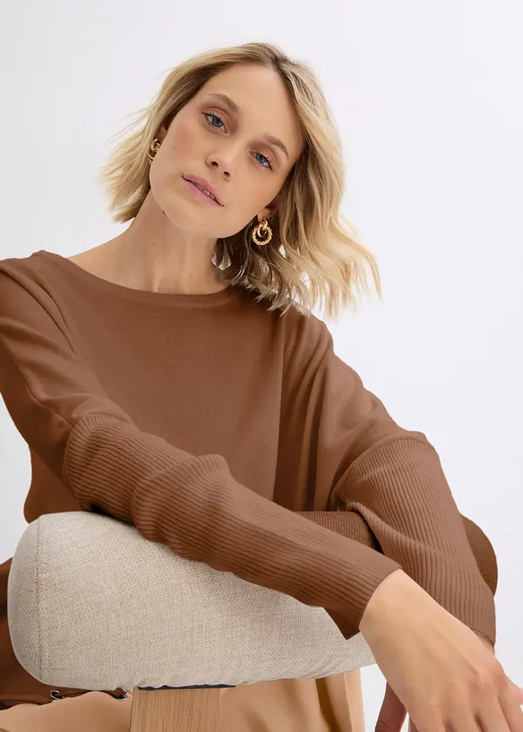 Maglione poncho in filato fine, bonprix