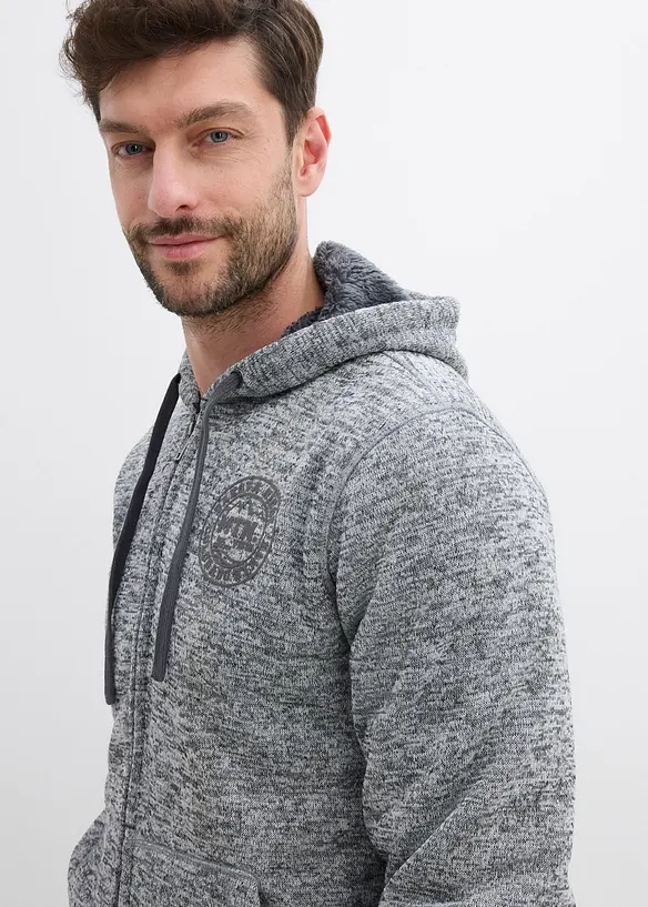 Giacca in felpa con cappuccio e fodera teddy, bonprix