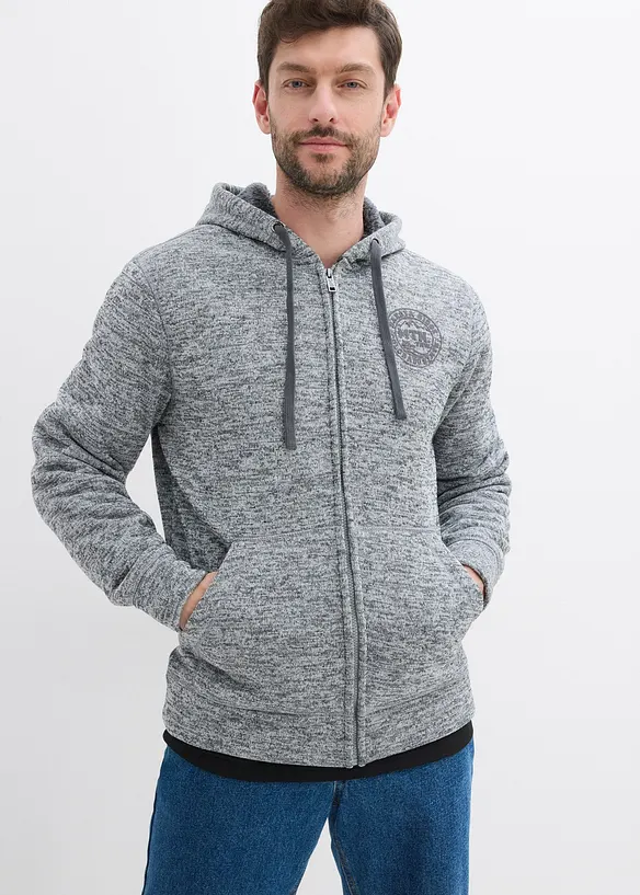Giacca in felpa con cappuccio e fodera teddy, bonprix