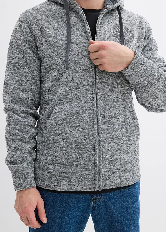 Giacca in felpa con cappuccio e fodera teddy, bonprix