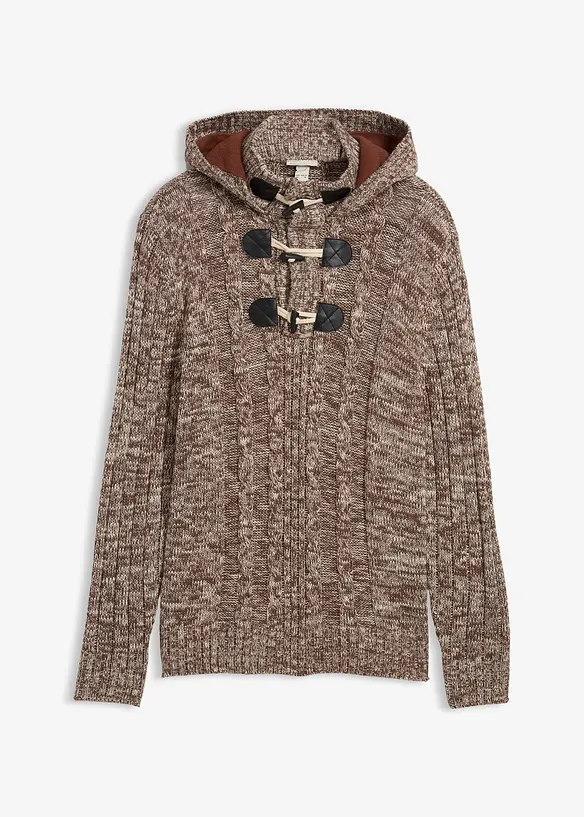 Maglione in filato grosso con cappuccio e cotone, bonprix