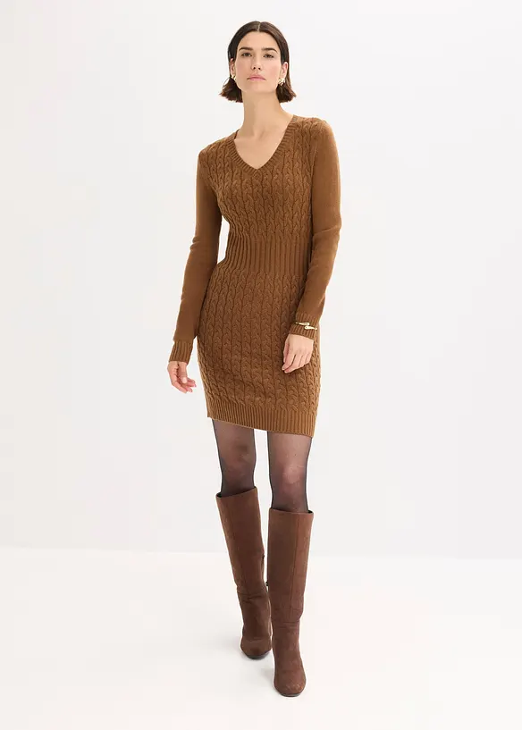 Abito in maglia a trecce, bonprix