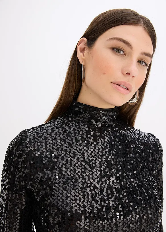 Abito con paillettes e maniche a campana, bonprix